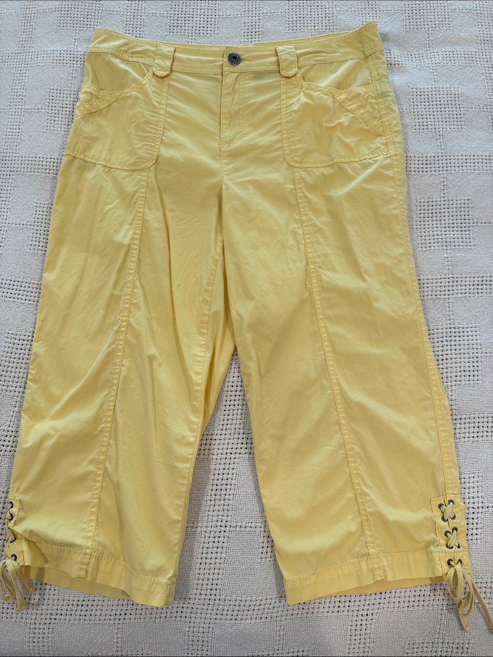 Ladies' Yellow Crop Pants - Lightweight Summer Bottoms